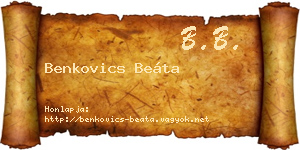 Benkovics Beáta névjegykártya